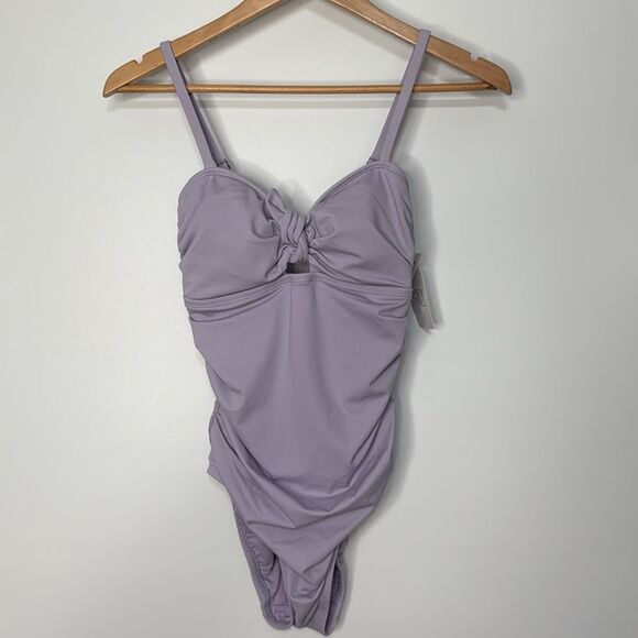 NWT Time and Tru Lavender Sweetheart Tie Back One-Piece Swimsuit Size Small - Picture 4 of 10